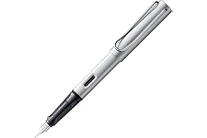 Lamy AL-star whitesilver - Pluma estilográfica con empuñadura ergonómica y plumín de acero pulido en tamaño F - cuerpo de aluminio ligero - incluye cartucho T 10 azul - Diestro