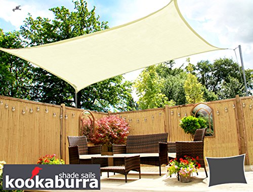 Kookaburra Toldo Vela de Sombra Para Jardín - Resistente al Agua - 5m x 4m Rectangular Marfil