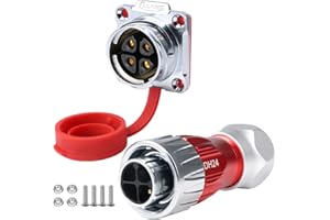 CNLINKO DH-24 Conectores Industriales Impermeables de 4 Pines, Conector Circular IP68, Carcasa Metálica Antiinterferencia, Conector Aeroespacial de Conexión Rápida, Toma de Montaje en Panel M24
