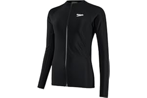 Speedo Full Zip Long Sleeve Sun Protection Rash Top Rash Guard Top Femme