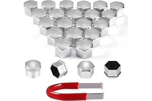 moinkerin 20 Stücke Radschraubenkappen 17mm Radschrauben Radmuttern Radbolzen Kappen für Auto-Muttern-Nicht Geeignet für Q7 (Silber, 17mm)