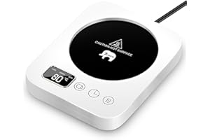 7CDXD Smart Coffee Mug Warmer, bianco avorio, vetro, 3 impostazioni di temperatura, spegnimento automatico 4H, sensore di gravità, personalizzabile 12H Auto-on/Off