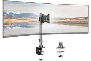 PUTILSEN MOUNT Braccio Monitor Scrivania per 17-49 Pollici Schermo Piatto e Curvo, Heavy Duty Supporto Monitor, Girevole Regolabile, Capacità fino a 20 kg,Vesa 75/100 mm, Nero