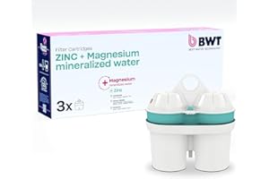‎BWT BWT Filterkartuschen ZINC & MAGNESIUM MINERALIZED WATER 3 Stück | Filterkartusche für Wasserfilter | Wasserfilterkartuschen | Filtert Kalk, Chlor, Blei & Kupfer | für Wasserhärte ab 15°dH geeignet