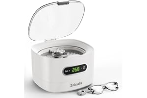 ZEBADIA 750ML Pulitore Ultrasuoni per Gioielli, 48KHz Lavatrice Ultrasuoni Occhiali per Pulizia Orologi, Occhiali, Anelli, Collane, Pennello per il Trucco