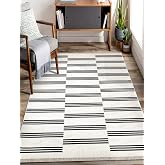MEC HOME Karesse 133 Siyah &Ccedil;izgili - Modern, Yıkanabilir, &Ccedil;ift Taraflı Kilim - 7 Farklı Boyut Se&ccedil;eneği ile Salon, Mutfak, Ant