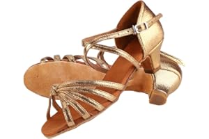 TOUISEDGI Filles Chaussures Danse Latine, Femmes Talons Bas Tango Salsa Chaussures Salle Bal, Chaussure Danse pour Enfants Fille Performance Professionnelle Pratique