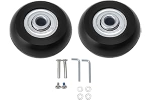 Tissting 2 Stück Koffer Rollen Ersatz mit Montagezubehör, 54x18mm PU Gummi Schwarz Gepäck Räder Universal Tragbar Kofferräder Ersatzräder für Trolley Koffer Reisekoffer