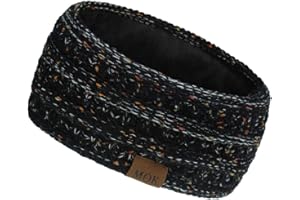 LUCKME Knitted Headbands for Women UK, Ladies Winter Headbands Thick Cable Knitting Elastic Head Wrap with Fleece Lined Thermal Winter Ear Warmer Fitness Turban Headband (B-Dark Gray)