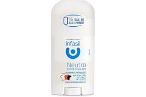 Infasil Neutro Extra Delicato, Deodorante Stick con Formula Delicata che Lascia Respirare la Pelle, Deodorante Senza Sali di Alluminio, Efficace Fino a 24H, Formula Antimacchia, 50 ml