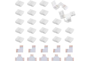 RUMGUG Kompletny zestaw złączy taśm LED 10 mm: Złącza L/T, kable przedłużające i 4-pinowe szybkie złącza do taśm LED RGB - idealne rozwiązanie dla Twoich projektów oświetleniowych DIY