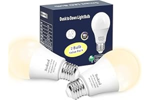 Boxlood Dawn Till Dusk Bulbs, 9W, 60W Equivalent, Outside Bulbs Automatic On Off Twilight Sensor LED Light Bulbs,3000K Warm White, Security Lighting for Hallway, Porch, Balcony, Backyard, Garage
