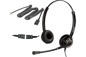 KEMEILE Corded Rj9 Telephone Headset with Noise Cancelling Microphone Compatible with Polycom AVAYA Fanvil AudioCodes ShoreTel Nortel Norstar Zultys Toshiba NEC Landline Deskphones