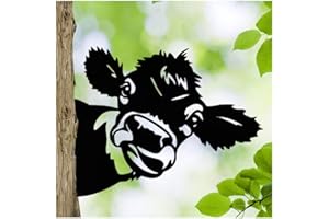 CCWORAN Ornements De Jardin De Vache en Métal pour Clôtures Décorations en Plein Air Maison Vache Animaux Jardin Décor Sculptures Rouillé Fonte Silhouettes Arbre Cour Mur Art Cadeau Cow2