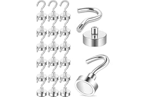 TPZORJX 20Pezzi Ganci Magnetici Extra Forti Neodimio Calamita con Gancio Potente Piccole non c'è bisogno di Fare Buchi Magneti Frigotelaioin Ferro,Soffitto,Cucina,Pesante Magnete Ganci 16mm
