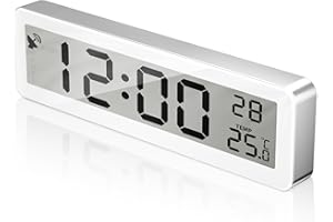 Oule GmbH funkuhr digital,Digitale wanduhr,wanduhr Funk mit DCF Zeitsignal und Thermometer mit XXL LCD Display Temperatur-Anzeige,wetterstationen innen und außentemperatur… (Rechteck-weiß)