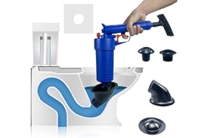 XMPEKO Drain Unblocker Heavy Duty with 4 Suckers, High Pressure Toilet Plunger Sewer Dredge Cleaning Tool, Air Pump Sink Unblocker for Kitchen Shower Bathtub