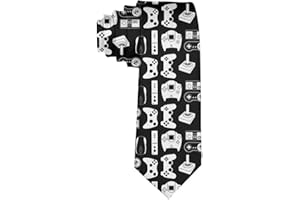 COLORFULSKY Men's Black Video Game Weapon Gamer Necktie Polyester Silk Soft Business Gentleman Tie Necktie