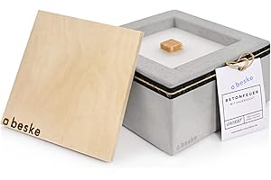 ‎BETONFEUER Betonfeuer® - Das Original der Beske-Manufaktur | Modell 'Kula' | 20 x 20 x 11 cm mit Dauerdocht | Wiederbefüllbare Fackel | Unendliche Brenndauer | Recycling von Kerzenwachs