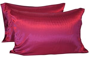 LZYMSZ CHRISLZ 2 szt. jedwabna poszewka na poduszkę standardowa 50 * 75 cm jedwabista miękka i bez zmarszczek czysty kolor jedwabna czerwona poszewka na poduszkę