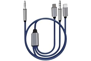 LANDIANLD Aux Cable for iPhone in Car, 3 in 1 Aux to USB C Cable, 3.5mm to 3.5mm Aux Cord, Aux Cable for Car Speaker/Headphone, Cable Adapter Compatible with iPhone/Samsung/Huawei (1.2m)