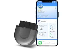 Anluomafuy OBD2 Diagnostic Device OBD Bluetooth 5.1 Adapter, Car Diagnostic Scanner Tool for iPhone/iOS and Android, 25 Languages, Wireless Car Scan Tool, Live Data Engine Error Code Checking