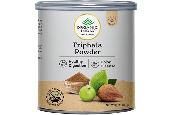 A TATA Product - Organic India Triphala Powder - 100g, Supports Immune System, Colon & Digestion, For Balanced Bowel & Gut Health, Contains Bioactives and Antioxidants, GMP & NPOP Certified Organic