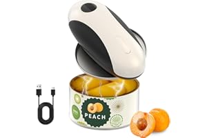 CIRCLE JOY Rechargeable Electric Can Opener, One-Touch Automatic Can Opening with Lid Remover & Smooth Edge Cutting, Food-Safe, Easy to Use for Seniors and Arthritis, Black White