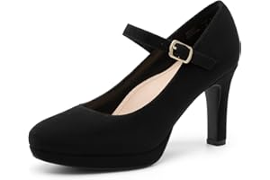 DREAM PAIRS Mary Janes Décolleté Scarpe Classiche Scarpe da Donna con Tacco Alto con Comoda Soletta