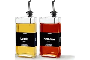 BIKALAN Bouteille d'huile avec bec verseur, distributeur de sirop de café, lot de bouteilles d'huile d'olive, distributeur d'huile en verre de 500 ml, distributeur à pompe à sirop avec 40