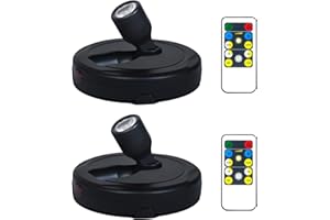 BERGUSTCH Battery Operated LED Spotlight, Picture Spot Lights, Indoor Uplights, Puck Lights with Remote, Plants Spotlight, Wall Display Lights for Paintings Dartboard Portrait Artwork