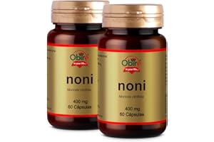 Obire | Noni 400 mg | Compuesto de Celulosa Microcristalina, Estearato Magnésico Vegetal, Manitol, Dioxido de Silicio y Gelatina | Complemento Alimenticio a Base de Planta Natural | Pack 2 Unidades