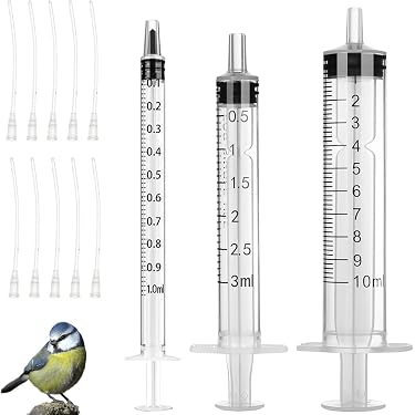 Lot De 11 Seringues Avec Tuyaux Pour Nourrissage Oiseaux - Seringue 10 Ml + 10 Tuyaux Souples, Plastique Alimentaire, Pour Lait, Eau, Médicaments