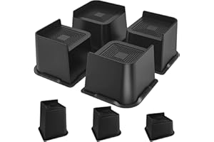 Duscdesp Bed Risers 4inch Furniture Risers Bed Legs Sturdy Heavy Duty Chair Raisers L-Shape Table Leg Extenders Furniture Risers for Bed Desk Sofa Couch,Oversized Bed Lifts,4PCS/4inch (4400lbs)