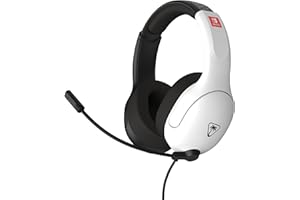 Turtle Beach Airlite Fit Auriculares con Cable para Juegos en Blanco y Negro con Licencia Oficial para Todos los Nintendo Switch: micrófono abatible y silenciable, Orejeras de Comodidad Superior