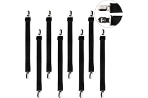 Beedsooth 8 Pezzi (30cm-120cm) Elastici per Lenzuola, Clip Lenzuola Bretelle Regolabili Elastici per Materasso, ASSE da Stiro O Divano, Nero