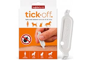tick-off | Patenterad mänsklig fästingpincett | Dubbla fästing pincett för hundar katter hästar | Fästingborttagare med 2 fästingkrokar & ergonomiskt handtag