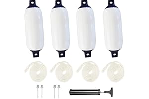 RATSTONE Defensas Para Barcos,Juego De Guardabarros 4 Pcs(Incluidos Los Conductos De Guardabarros),Incluye Bomba,Cuatro Pasadores De Aire,Anticolisión,Para Embarcaciones De Menos De Tres Metros(40 x 11 cm)