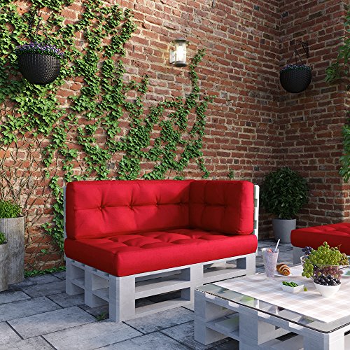 Palettenkissen Palettensofa Palettenpolster Kissen Polster Lehne Sitz+Seiten+Rückenkissen Rot - 4