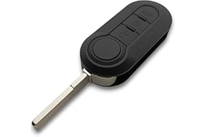 HIGH FIVE - Carcasa de 3 Botones para Llave Plegable de Fiat, Abarth, Opel, Citroen, I. Daily, Peugeot o Lancia (Lista de Modelos en el Interior), Incluye Clips metálicos de Pila.