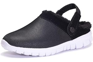 Gaatpot Ciabatte Uomo Donna Invernali Pantofole Lined Peluche Zoccoli Casa Caldo Scarpe da Giardino Antiscivolo Nero&Bianca 36-48 EU