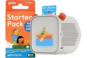 YOTO Odtwarzacz + zestaw startowy dla małych dzieci, gawędziarz z lampką nocną, zegarek, 5 angielskich książek audio dla dzieci, historie muzyczne, prezentacja audio, historie