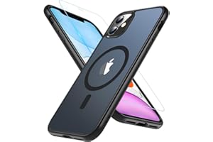 HENSINPLE Case Compatible with iPhone 11 Compatible with MagSafe Translucent Matte Mobile Phone Case Magnetic Shockproof Protective Case with Screen Protector for iPhone 11 6.1 Inch / 15.5 cm (Black)