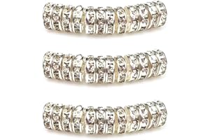 MJDCB 8mm 100 Stücke Rondelle Perlen Schmuckperlen Strass Zwischenperlen für Schmuck Machen Armbänder Halskette (Silber/Weiss)