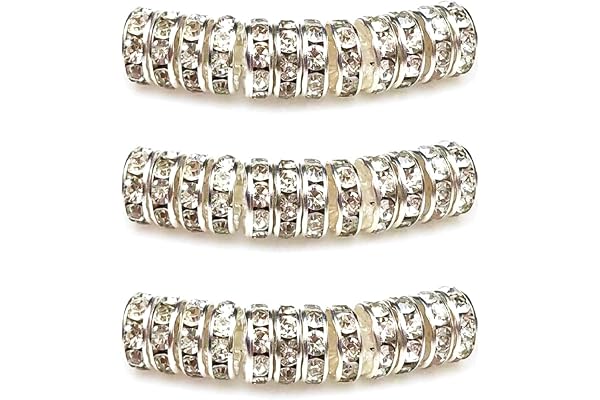 MJDCB 4mm 100pcs Perles Rondelle Strass Perle Intercalaires pour Bracelet Collier Bijoux Accessoires(Argent/Blanc)