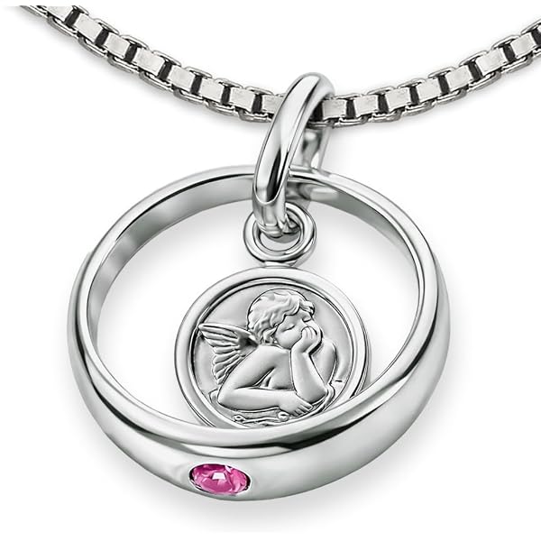 Chaîne De Baptême Garçon Argent 925 Avec Pendentif Ange Bleu - Cadeau Tout-Petit Schiller Schmuck