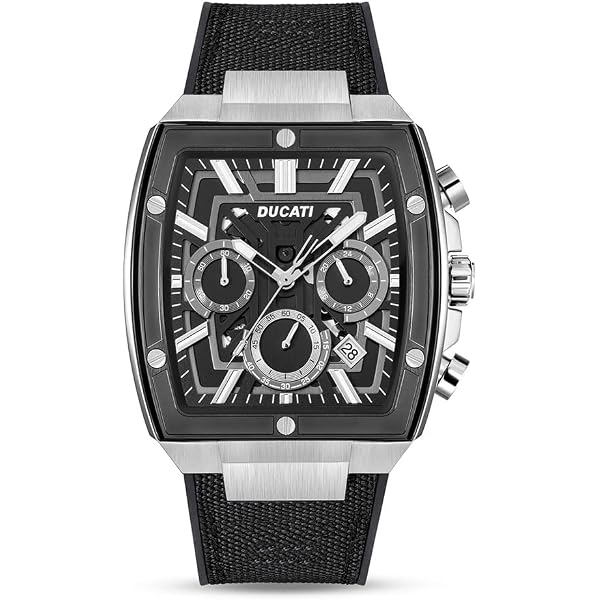 Ducati DT003 Orologio Cronografo Uomo: Quadrante Nero 43,5 Mm, Cinturino In Silicone, Accenti Rossi, Resistenza 50m, Design Racing