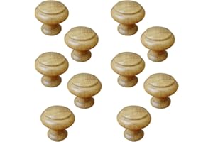 POMOLINE 10 Un. TIRADOR Pomo madera roble lacado natural para Mueble - Diámetro 35MM