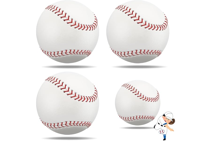 Xsybegdlk 4 Packs Standard 9 Inch Baseball Ball Training Practice and Game Balls for Practice & Games, Ball Training Baseball for Outdoor Sports，Perfect for Youth and Adult Practice