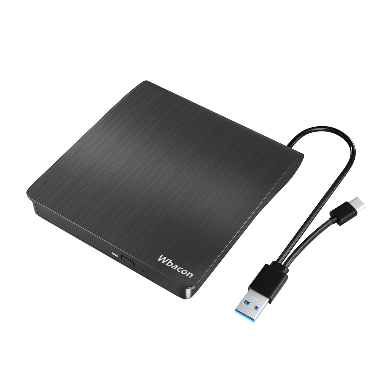 Wbacon USB 3.0＆Type C External DVD Drive CD/DVD +/-RW Optical Drive,Slim Portable DVD CD ROM Rewriter CD Burner for Laptop Desktop PC Windows 11/10/7 Mac os Linux OS